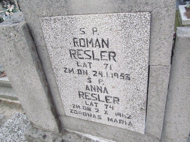 Roman Wawrzyniec Resler 1882 Poczesna - Grobonet - Wyszukiwarka osób pochowanych